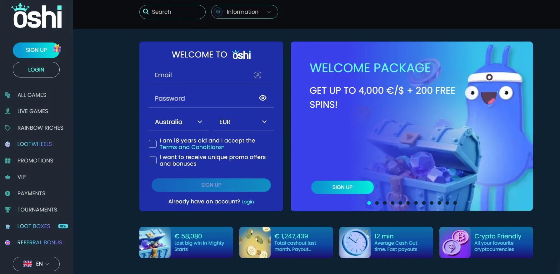 nove spletni casino OshiCasino